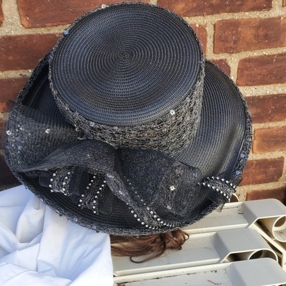 Gray‎ Sequined wide brim hat NWT main image 7